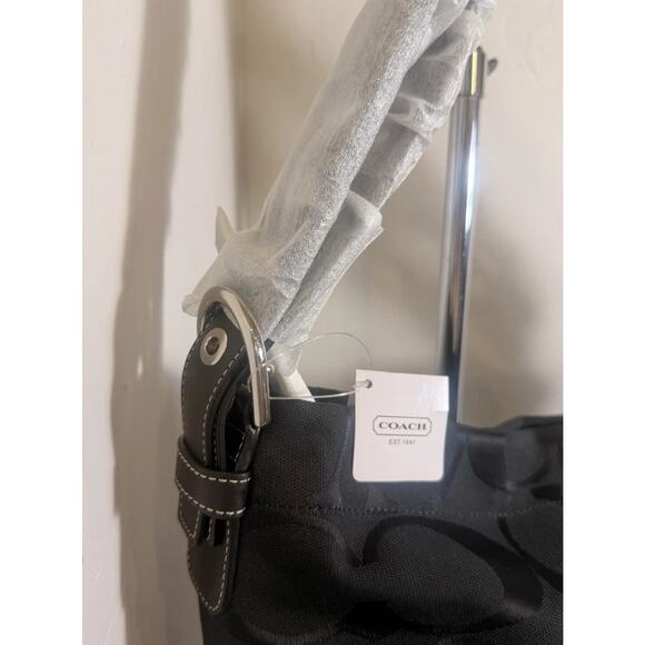 NWT Coach F15067 24CM Signature Duffle Black/Black Canvas Tote - Picture 6 of 12